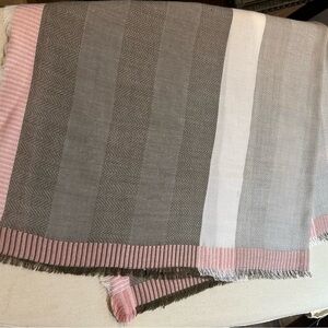 Universal Thread 36”x36” Pink and Grey Striped Lightweight Scarf